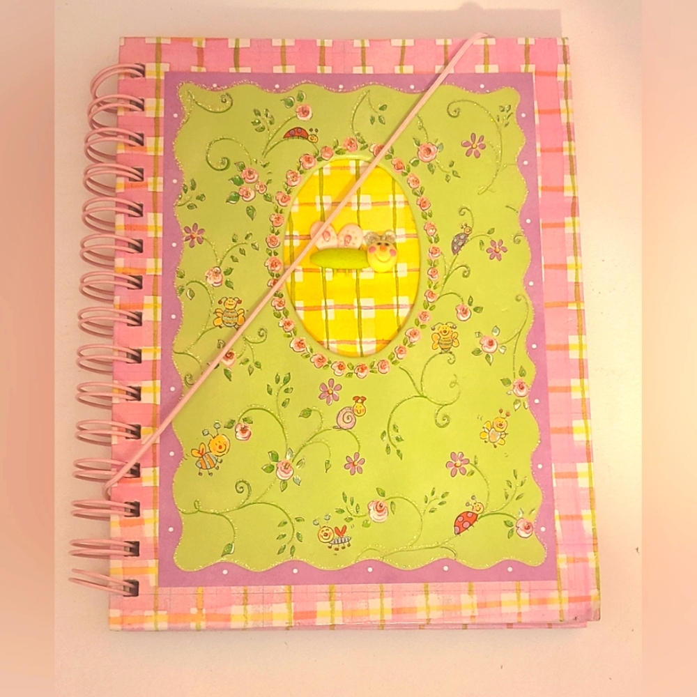 Glitter Bug Green and Pink Notebook